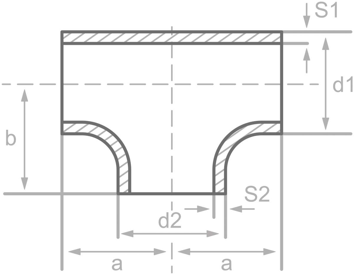 Rohrfittings T-Stücke 76.10 2.90 60.30 2.90 P235GH Stahl